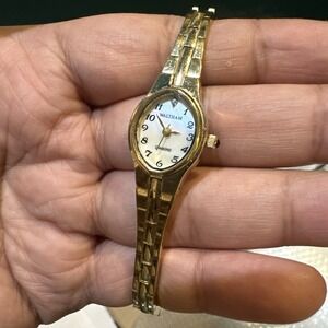 Working Vintage WALTHAM Diamonds MOP Quartz Analog Women's Watch 17mm Fit 6.25"